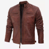 image 2025 01 09 174124023 - Men's Café Racer Leather Jacket - Quilted Shoulder
