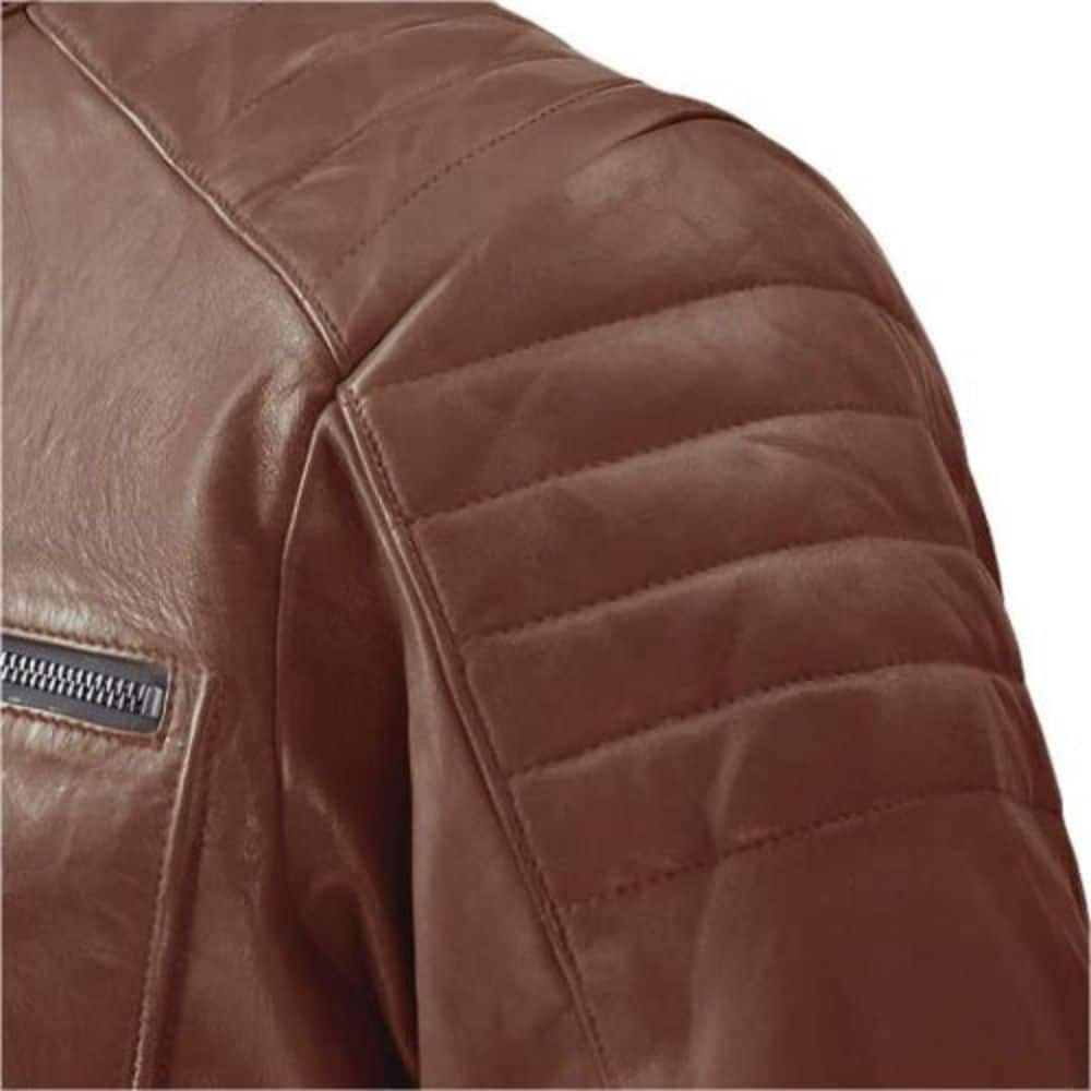 Alternative view of Men’s Brown Leather Motorcycle Jacket Biker Style Jacket