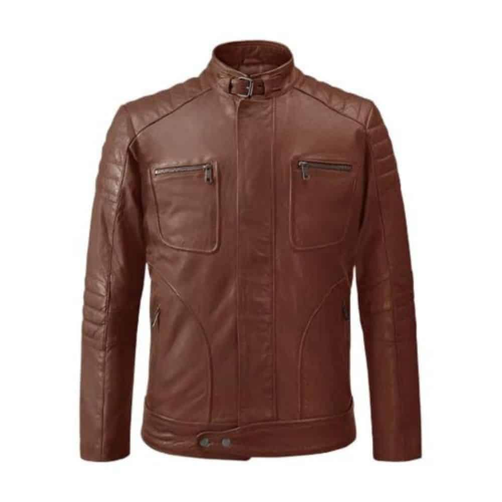 Men’s Brown Leather Motorcycle Jacket Biker Style Jacket