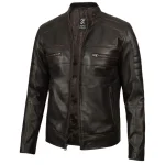 Men's Distressed Cafe Racer Brown Leather Jacket