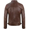 Chocolate Brown Men's Cafe Racer Leather Jacket – Back View