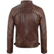 Chocolate Brown Men's Cafe Racer Leather Jacket – Back View
