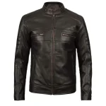 Men's Distressed Cafe Racer Brown Leather Jacket