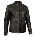 Men's Distressed Cafe Racer Brown Leather Jacket