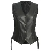 Black Leather Biker Vest