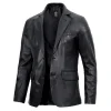 Black Leather Blazer Jacket