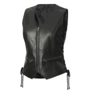 Black Motorcycle Leather Vest
