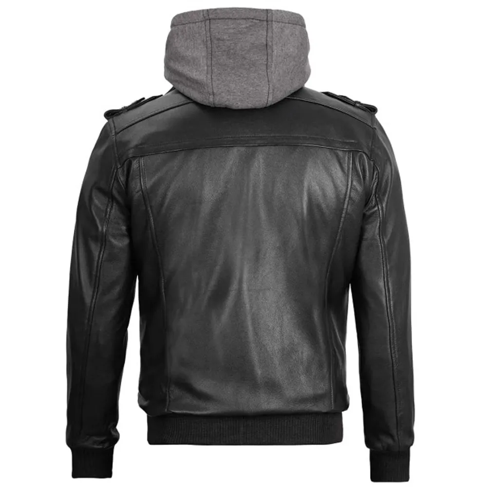 Black Bomber Leather Jacket