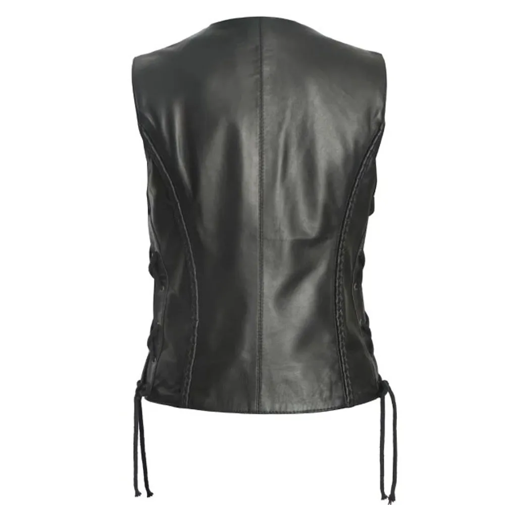 Black Leather Biker Vest