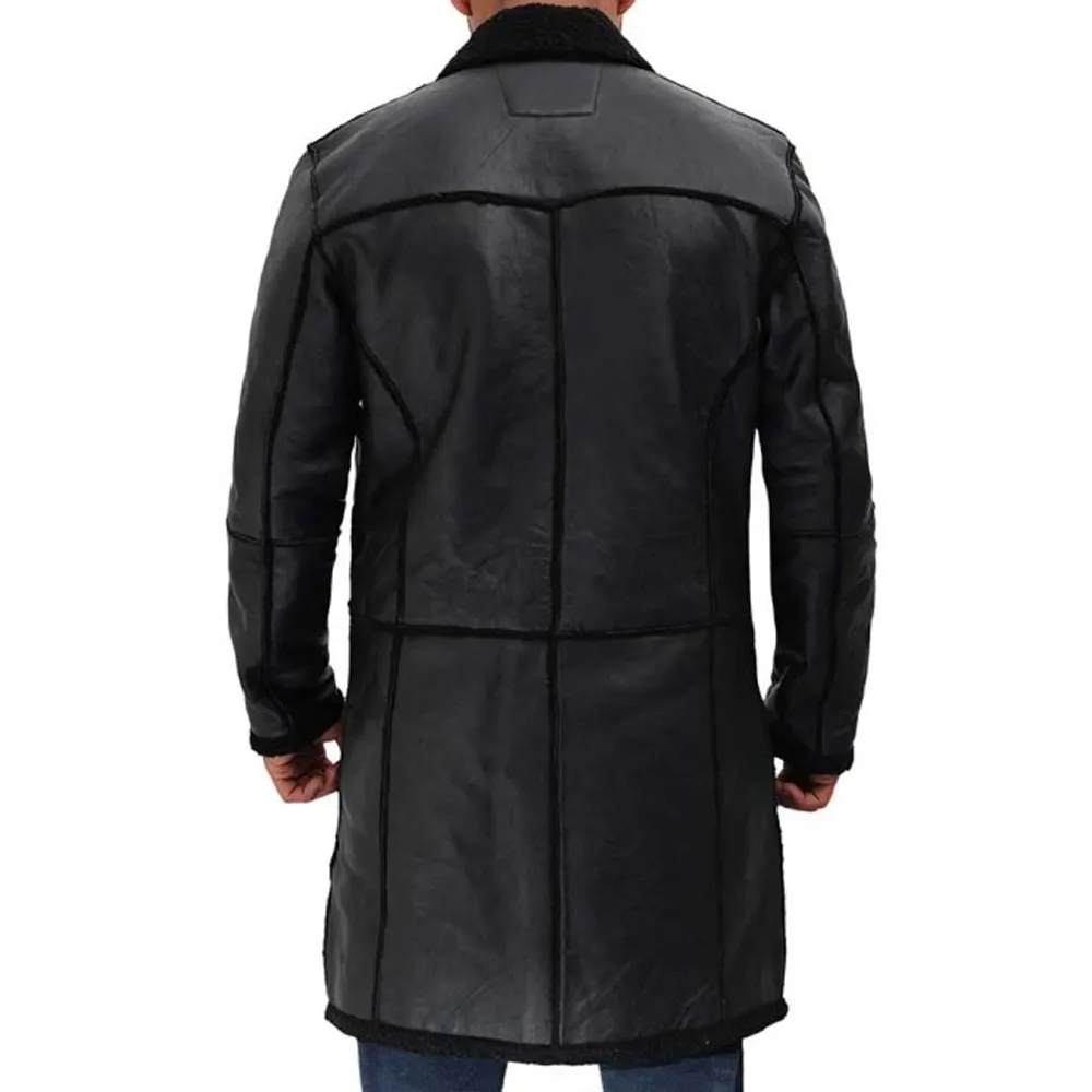 Black Sherpa Leather Coat