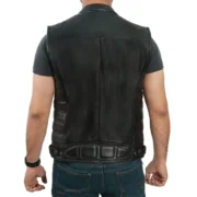 Black Leather Motorcycle Vest