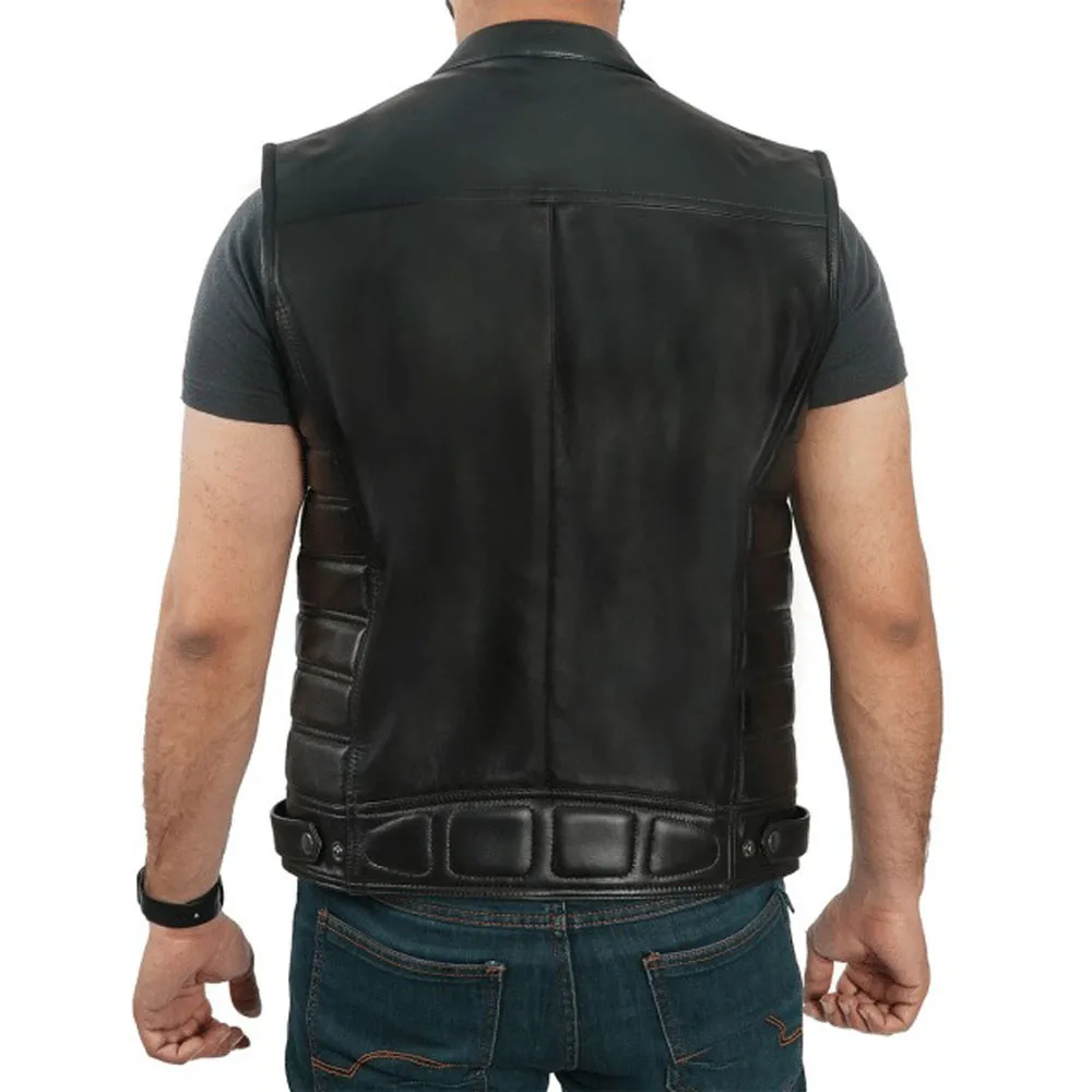 Black Leather Motorcycle Vest