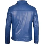 Men’s Real Lambskin Blue Harrington Jacket – Back View