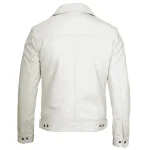 Men’s Off White Leather Harrington Jacket – Real Lamb Leather - Image 2