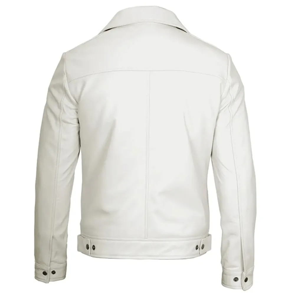 Alternative view of Men’s Off White Leather Harrington Jacket – Real Lamb Leather