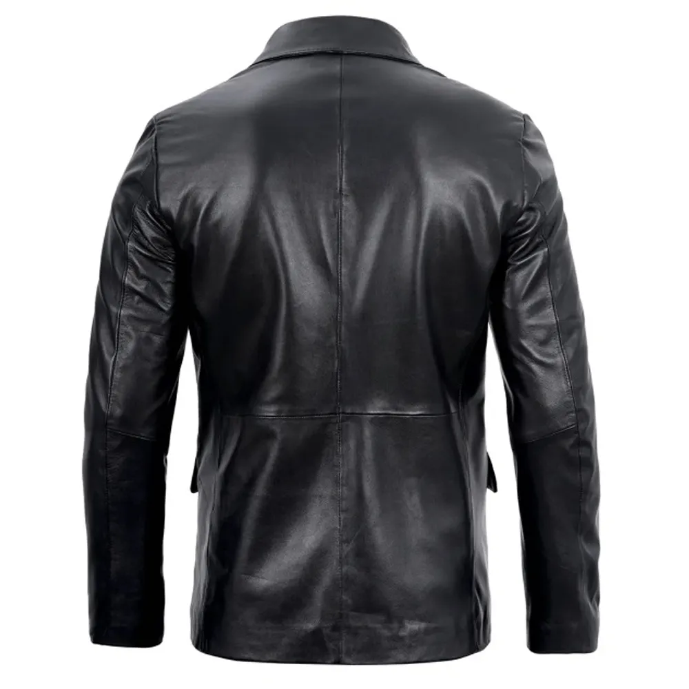 Black Leather Blazer Jacket
