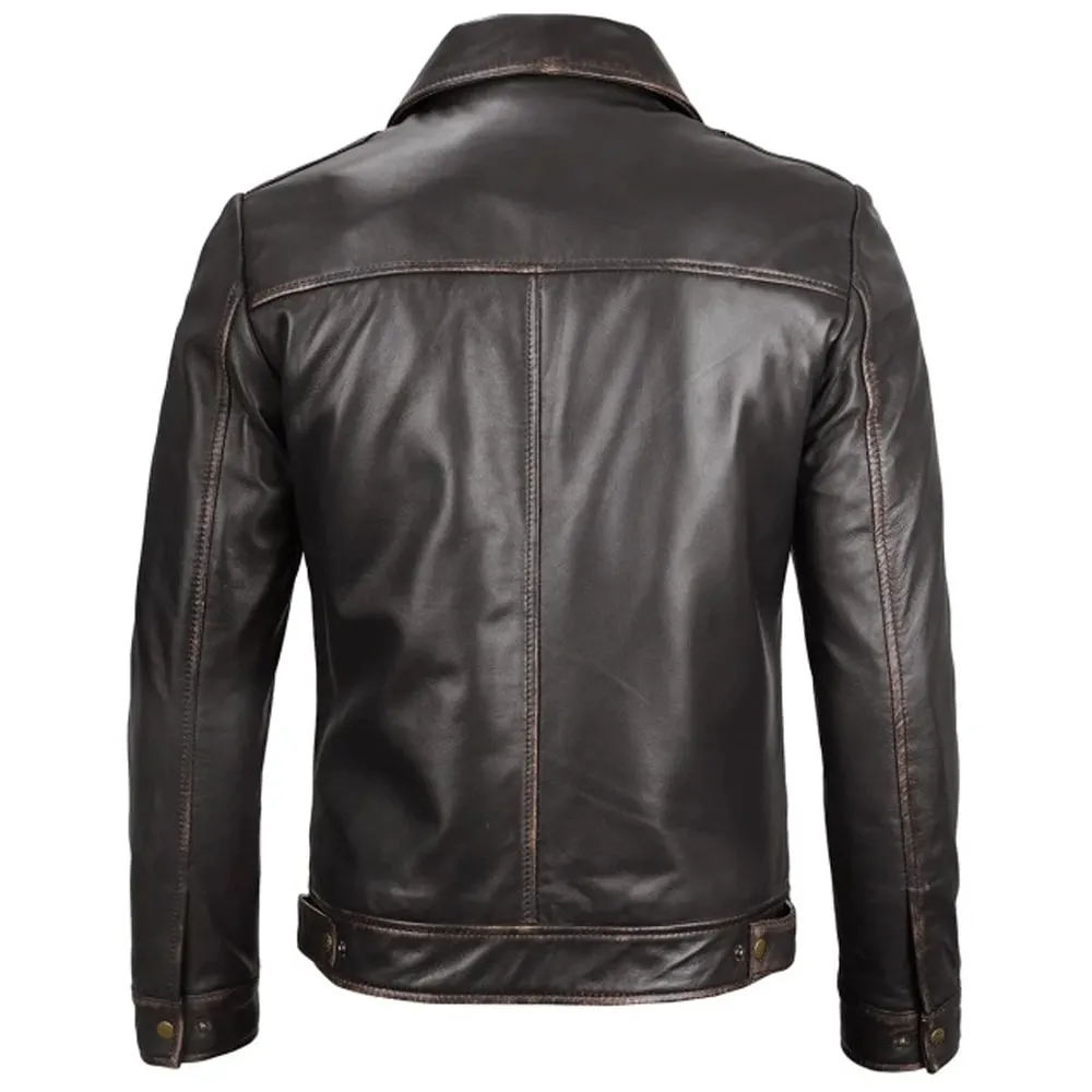 Alternative view of Vintage Leather Rub Off Brown Casual Jacket