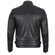 Padded Style Black Cafe Racer Leather Jacket for Men – Real Lambskin - Image 2