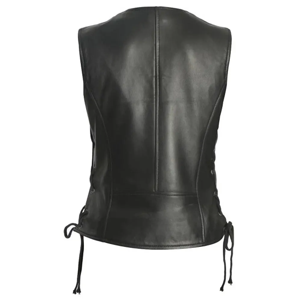 Black Motorcycle Leather Vest