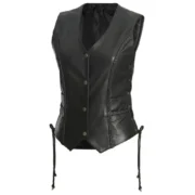 Black Leather Biker Vest