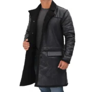 Black Sherpa Leather Coat