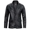 Black Leather Blazer Jacket