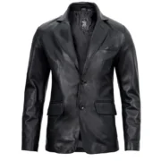 Black Leather Blazer Jacket