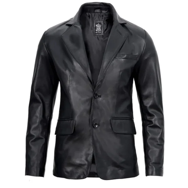 Black Leather Blazer Jacket