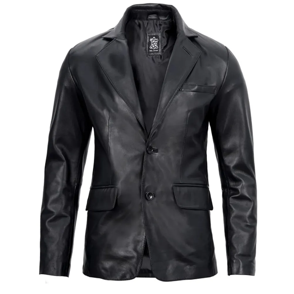 Black Leather Blazer Jacket