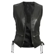 Black Motorcycle Leather Vest