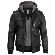 Black Bomber Leather Jacket