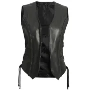Black Leather Biker Vest