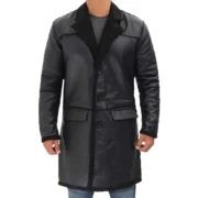 Black Sherpa Leather Coat