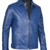 Blue Leather Harrington Jacket for Men – Casual to Smart Look