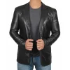 Black Leather Blazer Jacket
