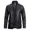 Black Leather Blazer Jacket