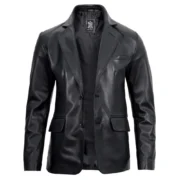 Black Leather Blazer Jacket