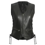 Black Motorcycle Leather Vest