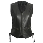 Black Motorcycle Leather Vest