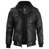 Black Bomber Leather Jacket