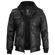 Black Bomber Leather Jacket