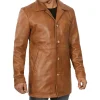 5 Exceptional Tall Real Leather Camel Tall Brown Car Coat For Men min - Tall Men’s Real Leather Camel Brown Car Coat - 100% Lambskin