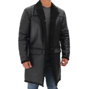 Black Sherpa Leather Coat