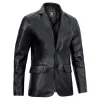 Black Leather Blazer Jacket