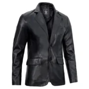 Black Leather Blazer Jacket