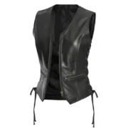 Black Motorcycle Leather Vest