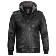 Black Bomber Leather Jacket