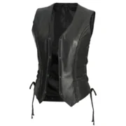 Black Leather Biker Vest