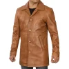 6 Exceptional Tall Real Leather Camel Tall Brown Car Coat For Men min - Tall Men’s Real Leather Camel Brown Car Coat - 100% Lambskin