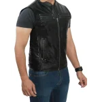 Black Leather Motorcycle Vest